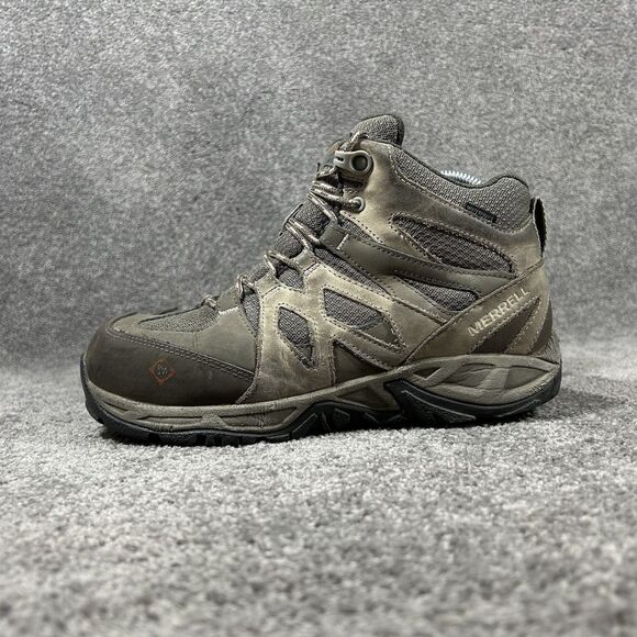 Merrell Siren Womens Sz 7 Brown Waterproof Hiking Mid Safety Toe Work Boots Used - Picture 7 of 14